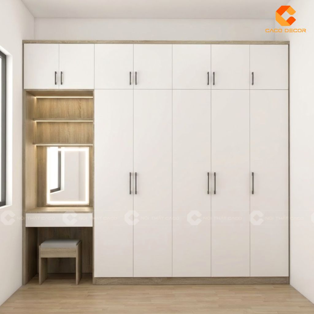 Tủ Quần Áo Gỗ Công Nghiệp TAM098 Kết Hợp Bàn Trang Điểm 1