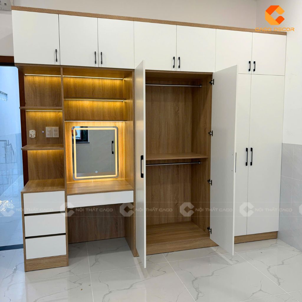 Tủ Quần Áo Gỗ Công Nghiệp TAM098 Kết Hợp Bàn Trang Điểm 5