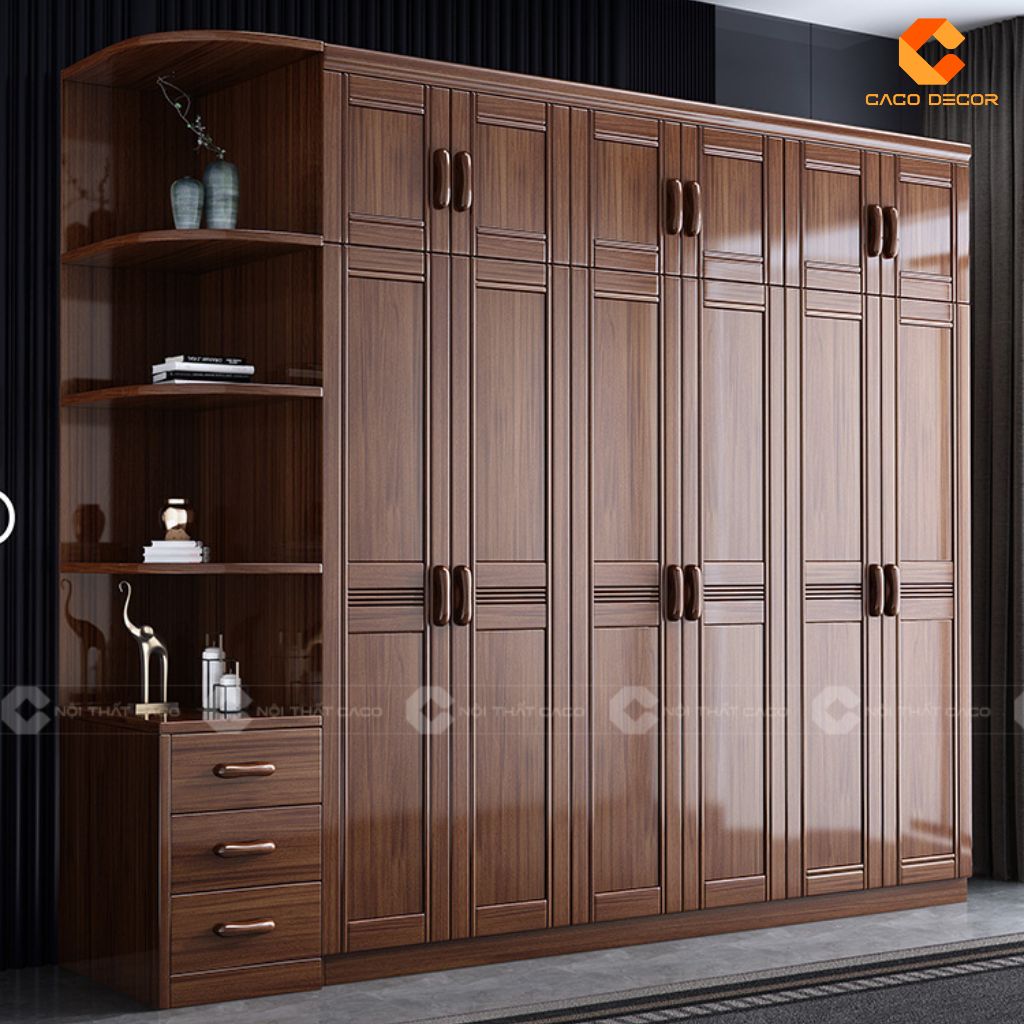 Tủ Quần Áo Gỗ Tự Nhiên TATN074 Thiết Kế Hiện Đại 2