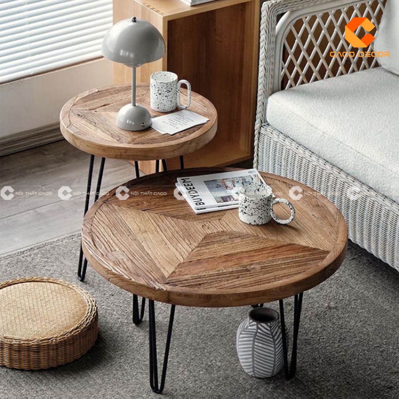 Mẫu bàn trà chân sắt mặt gỗ đầy “cuốn hút” cho phòng khách 11
