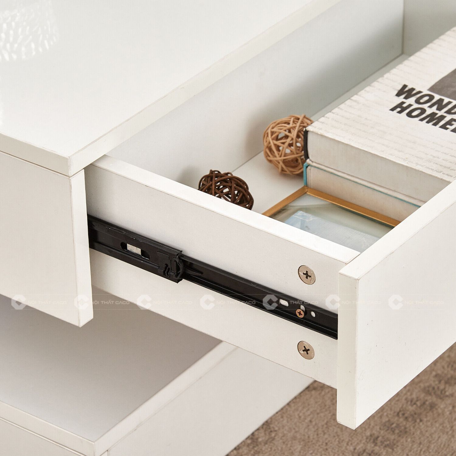 Bàn Trà Gỗ MDF Màu Trắng Phối Đèn LED Độc Đáo - BT013 6