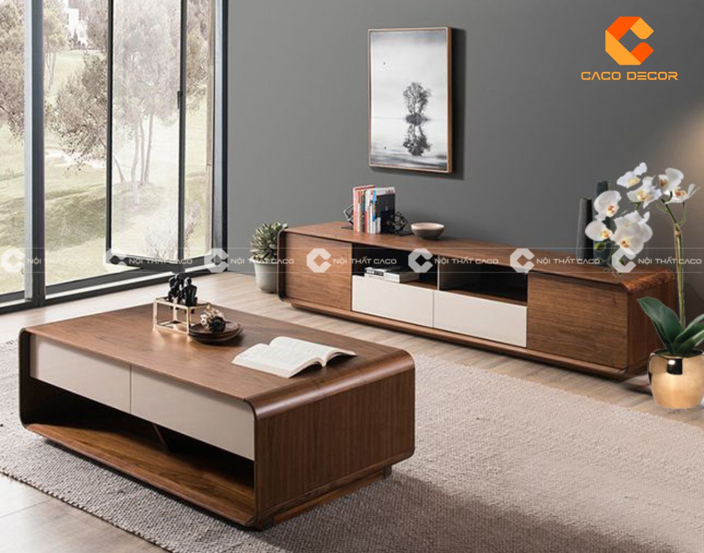 Mẫu bàn trà đẹp thiết kế chữ nhật