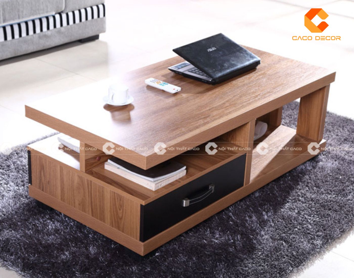 Bàn trà gỗ công nghiệp tính thẩm mỹ cực cao cho không gian sống hiện đại
