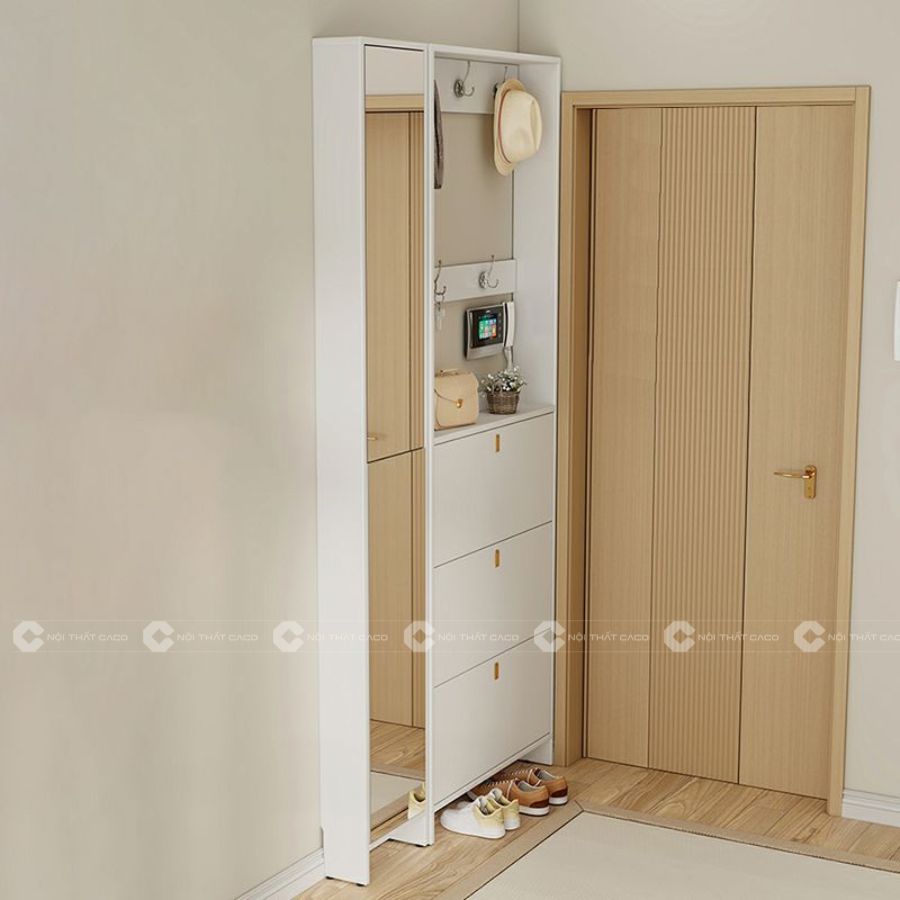 Tủ Giày Dép Gỗ MDF Có Móc Treo Quần Áo Và Gương Soi - TG031 5