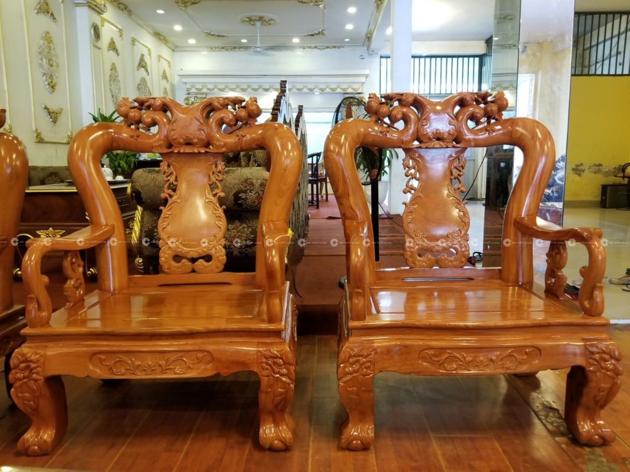 Bộ salon gỗ tự nhiên chạm khắc tinh xảo, sang trọng