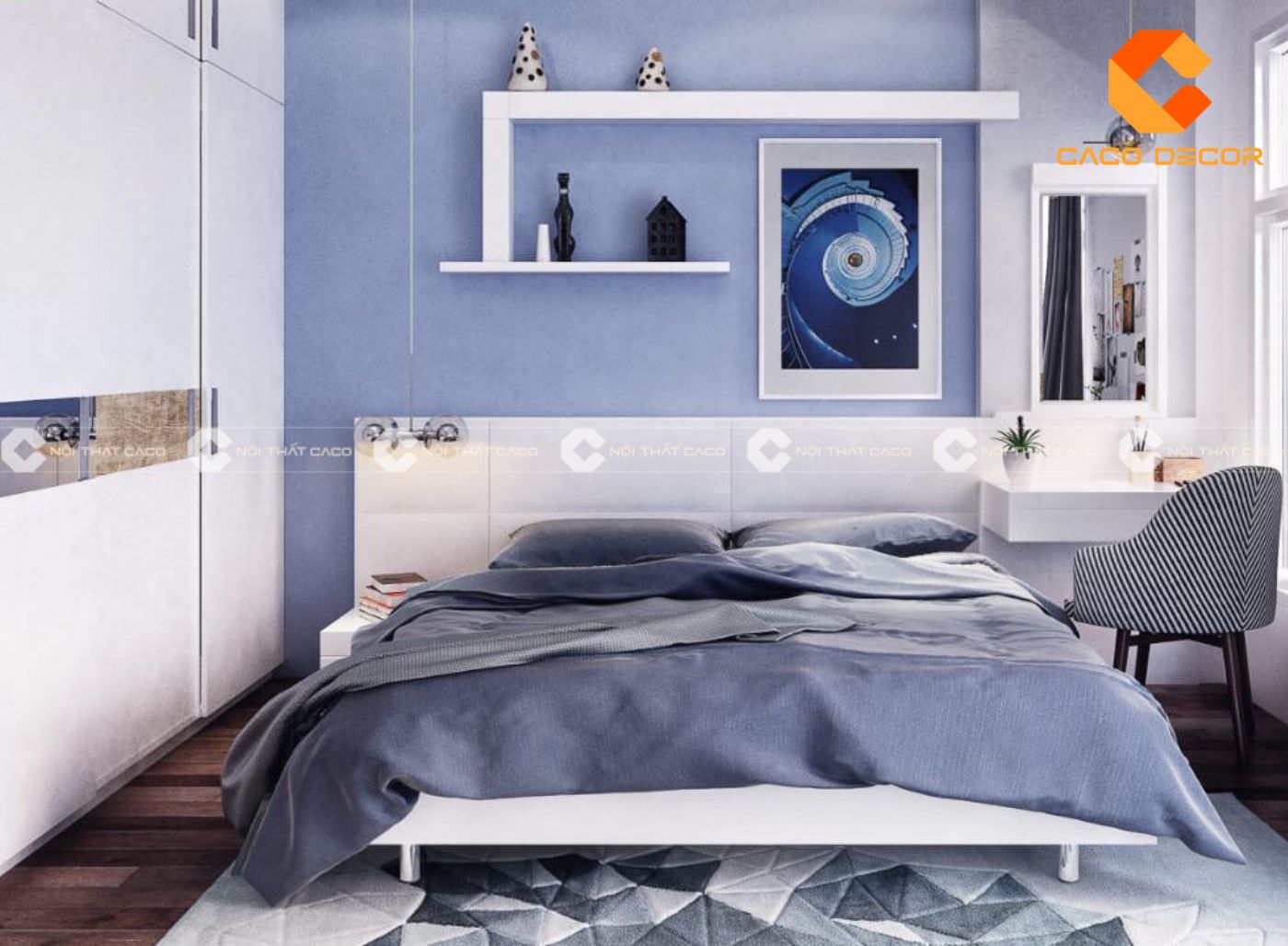 99+ ý tưởng thiết kế phòng ngủ màu xanh dương “cực” đẹp 11