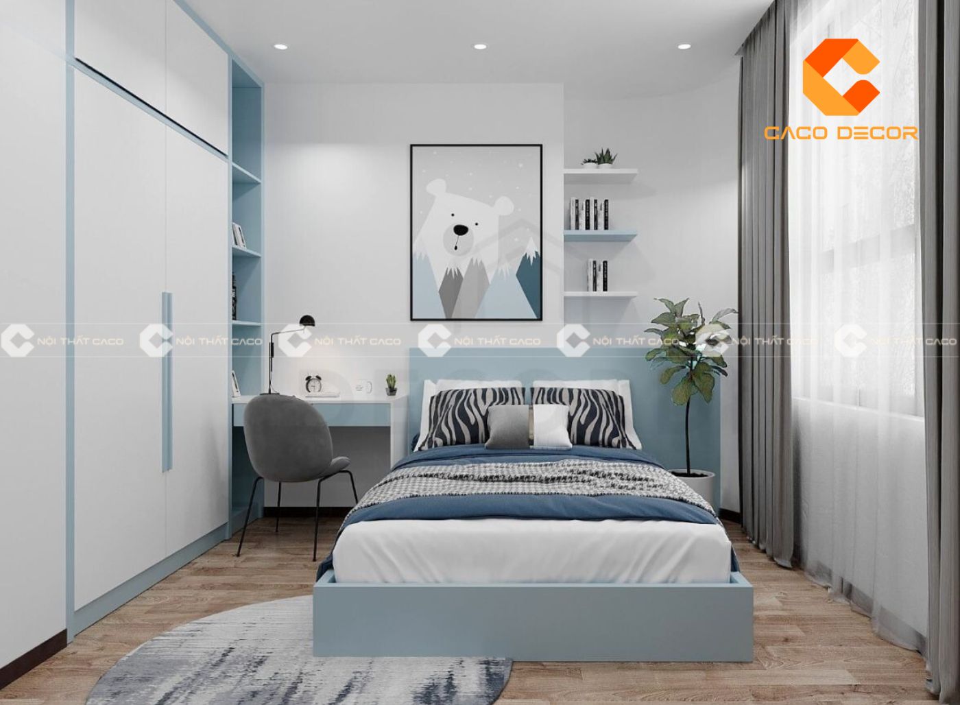 99+ ý tưởng thiết kế phòng ngủ màu xanh dương “cực” đẹp 4