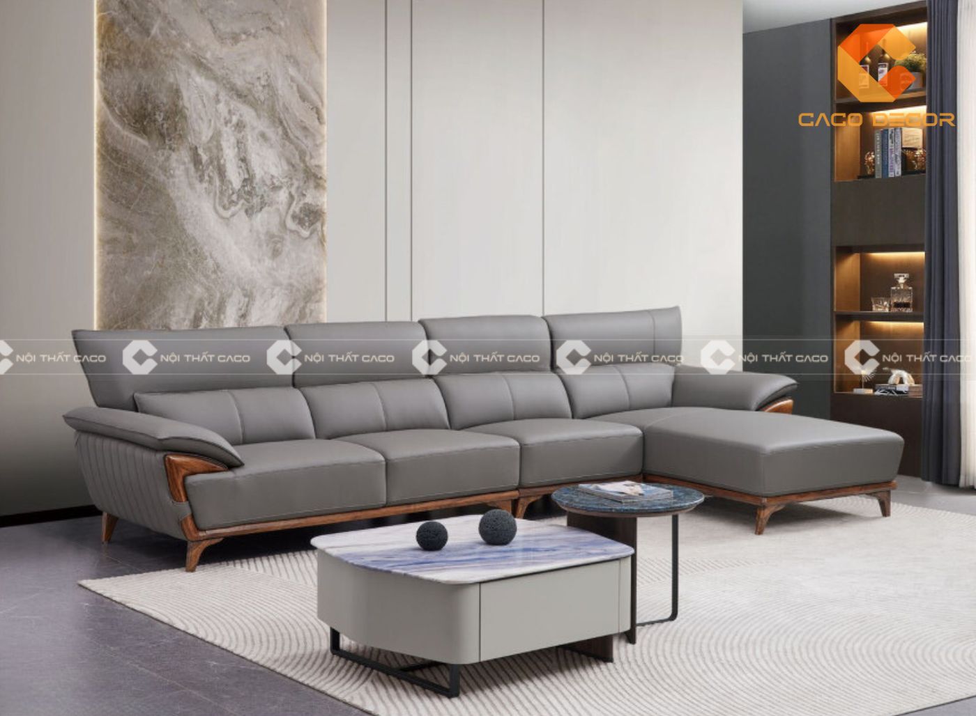 Sofa gỗ mun kết hợp da cao cấp 