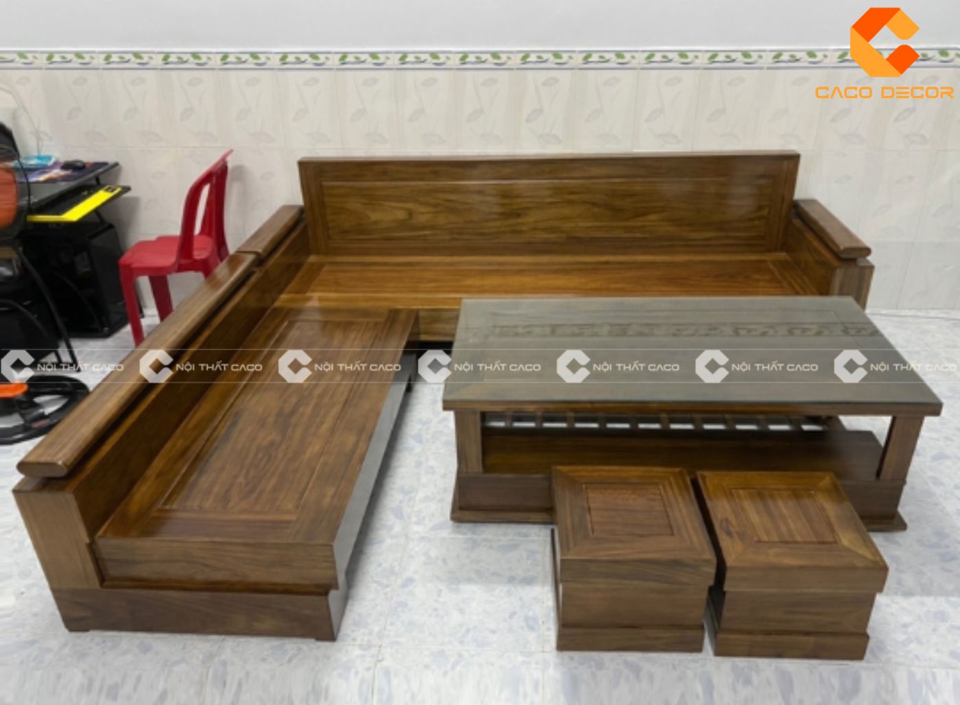 Sofa gỗ mun nguyên khối 