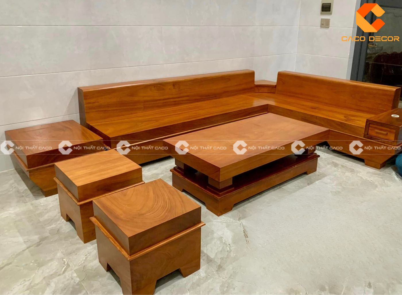 BST mẫu sofa gỗ gõ đỏ bền đẹp, bán chạy tại NỘI THẤT CACO 11