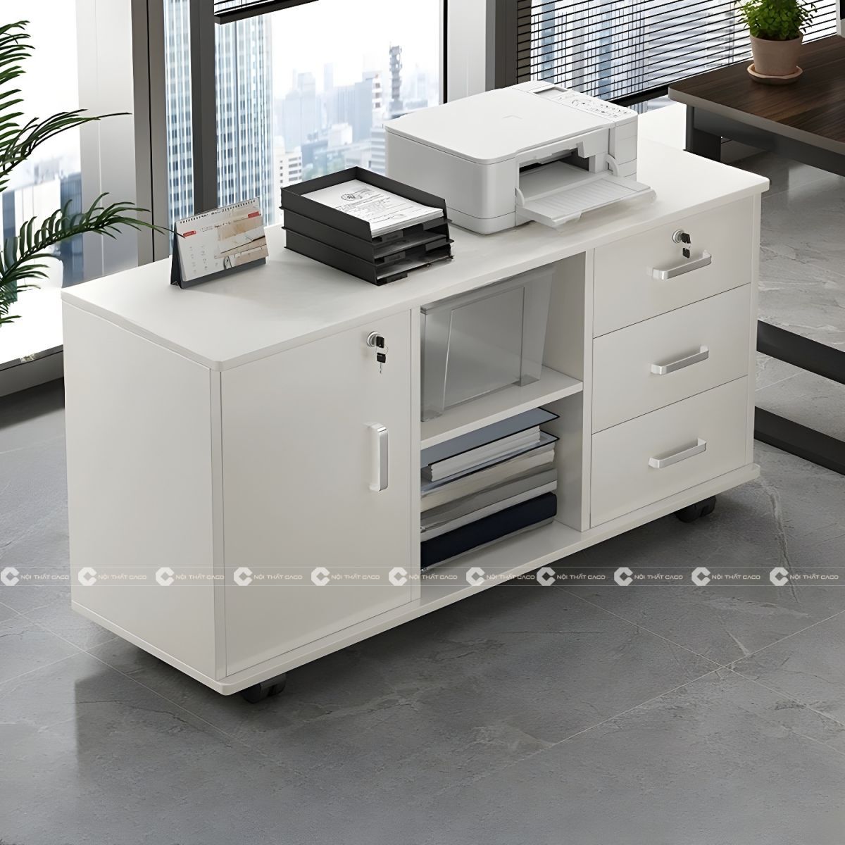 Tủ Hồ Sơ Gỗ MDF Có Ngăn Kéo Đa Năng, Hiện Đại  - THS010 2