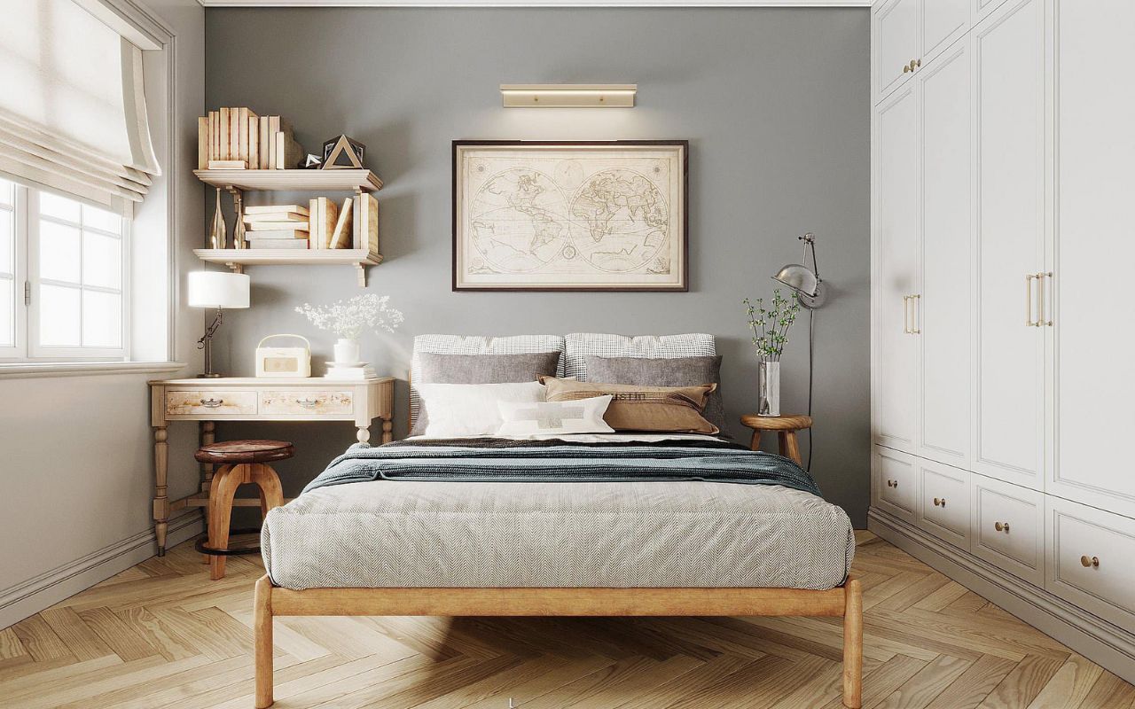 Thiết kế phòng ngủ chung cư phong cách vintage