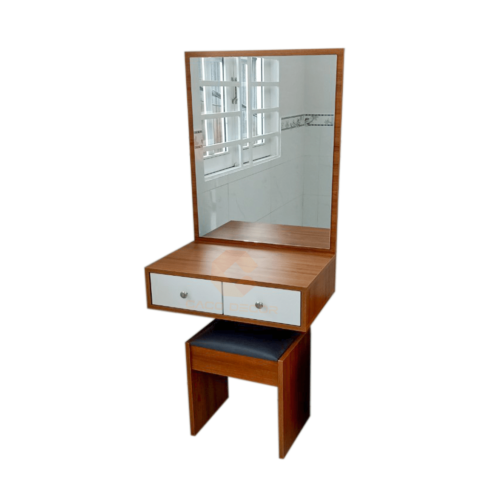 Bàn Trang Điểm Treo Tường Gỗ MDF Melamine 2 Ngăn Kéo Màu  Xoan Đào 2