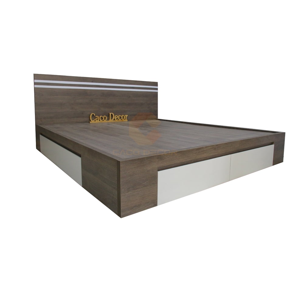 Giường Ngủ Gỗ MDF Melamine CaCo Màu Xám Vân Gỗ 4 Học Kéo 3