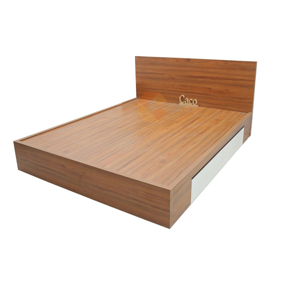 Giường Ngủ Gỗ MDF Melamine Màu Xoan Đào Có Học Kéo 3