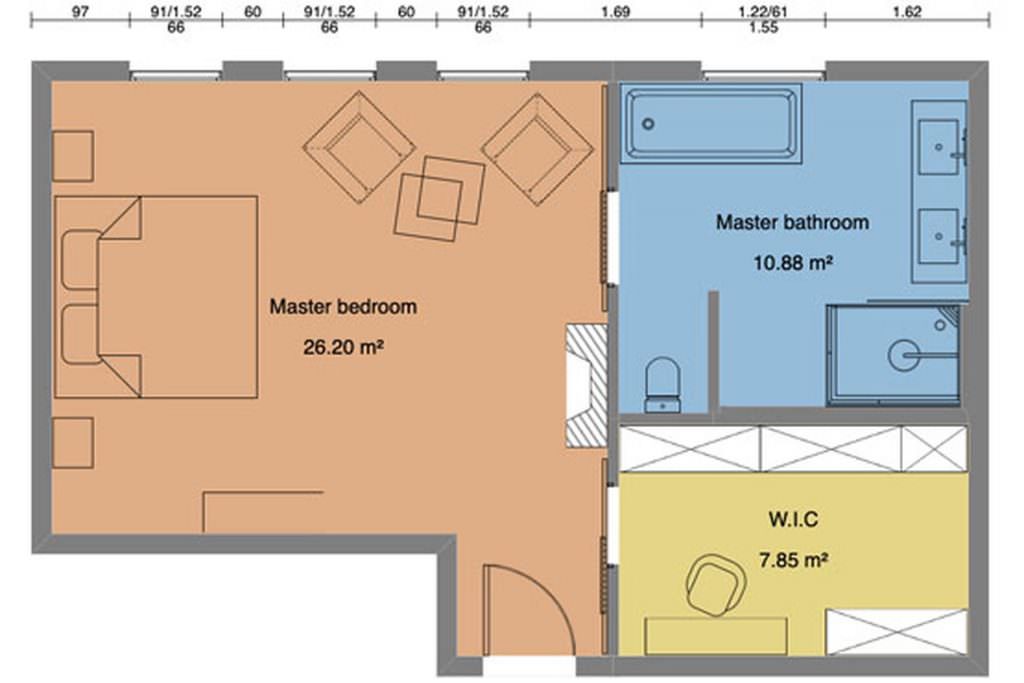 Bản vẽ phòng ngủ căn hộ chung cư dành cho cặp vợ chồng