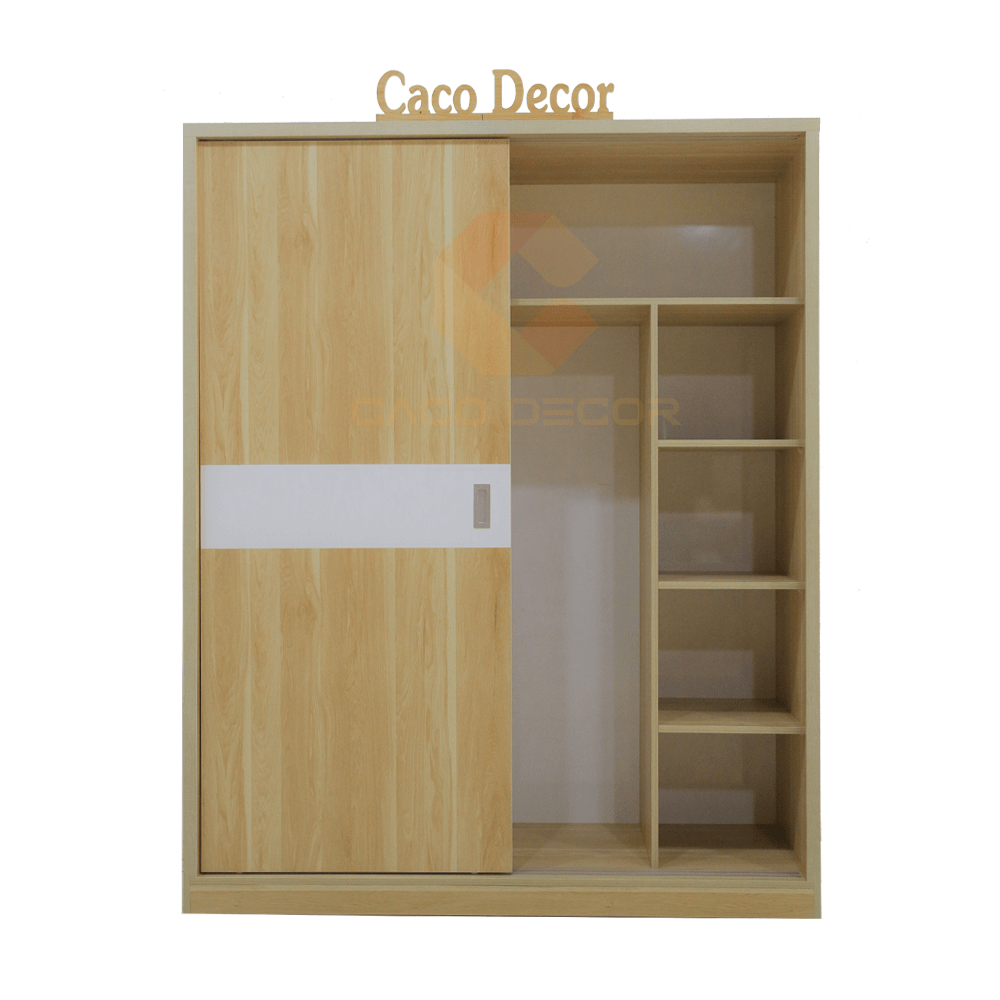 Tủ Quần Áo Cửa Lùa 1m4 2m Gỗ MDF Màu Vân Sồi Hiện Đại 3