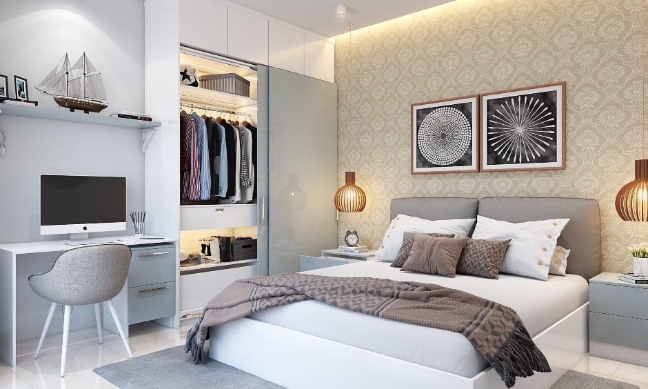 Bố trí tủ quần áo và kệ sách