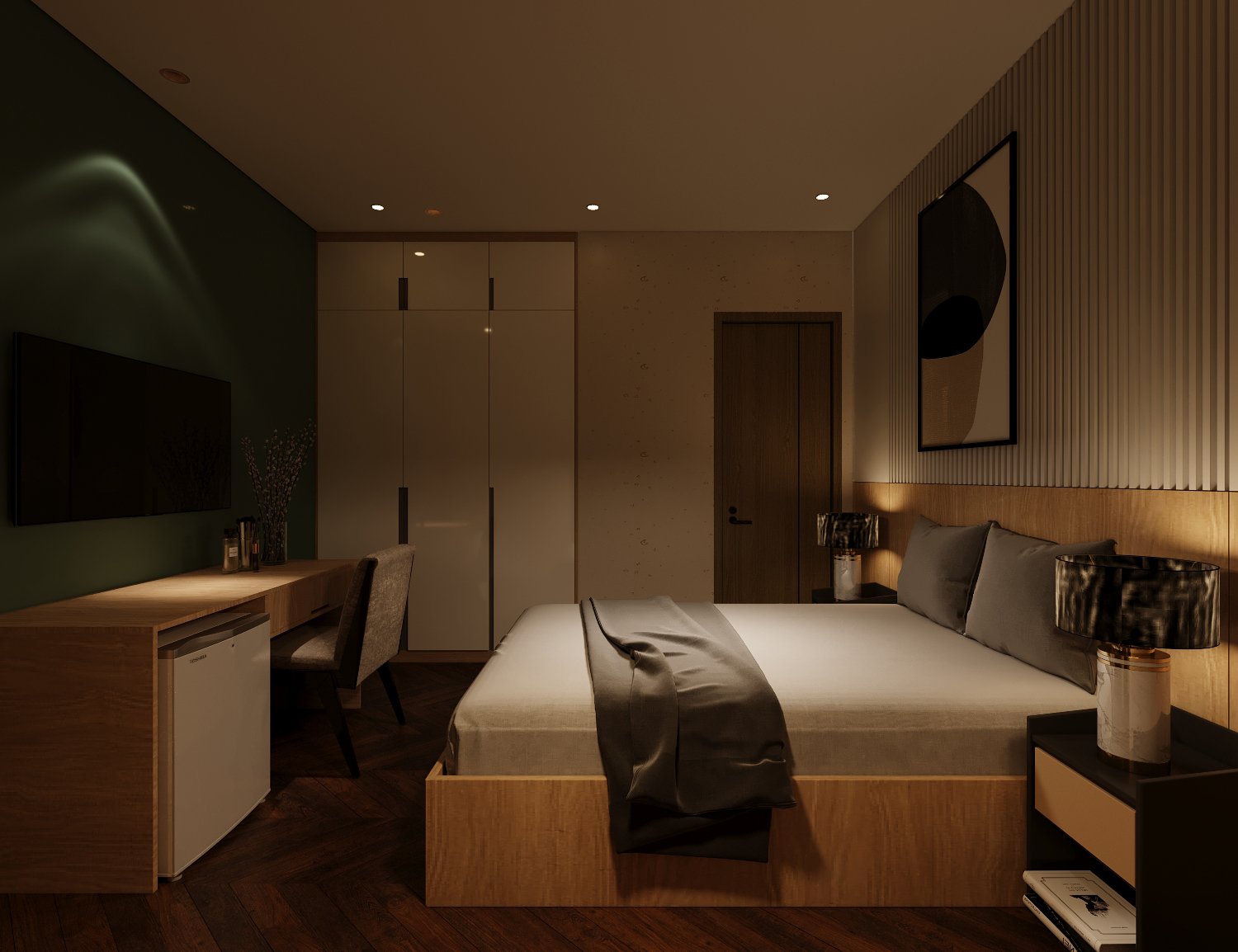 Phòng ngủ chung cư tân cổ điển đầy sang trọng và tinh tế