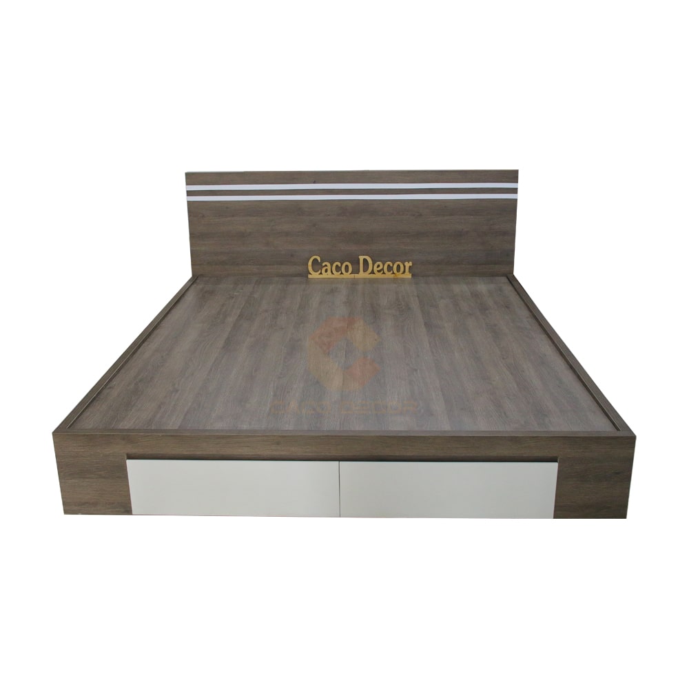 Giường Ngủ Gỗ MDF Melamine CaCo Màu Xám Vân Gỗ 4 Học Kéo 1