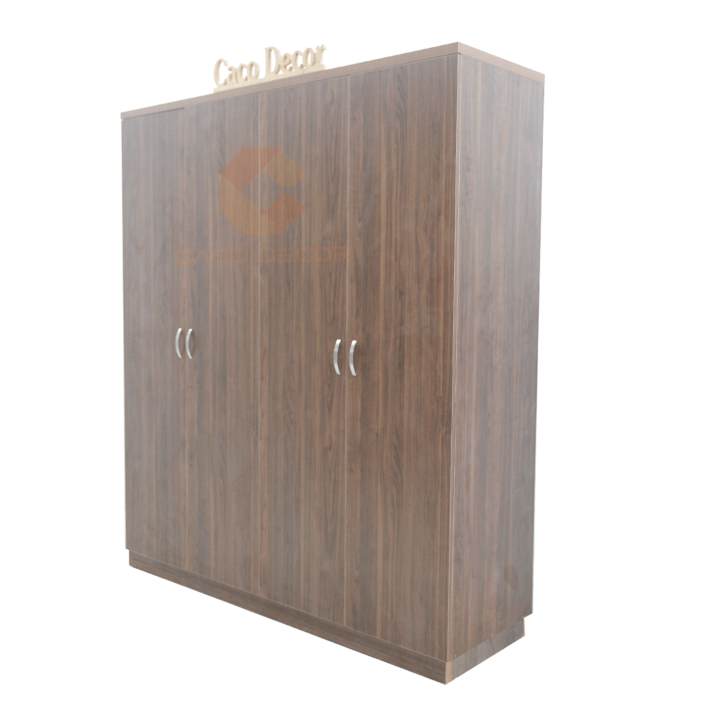 Tủ Áo 4 Cánh Gỗ Công Nghiệp MDF Phủ Melamine Màu Xám Vân Sọc 2