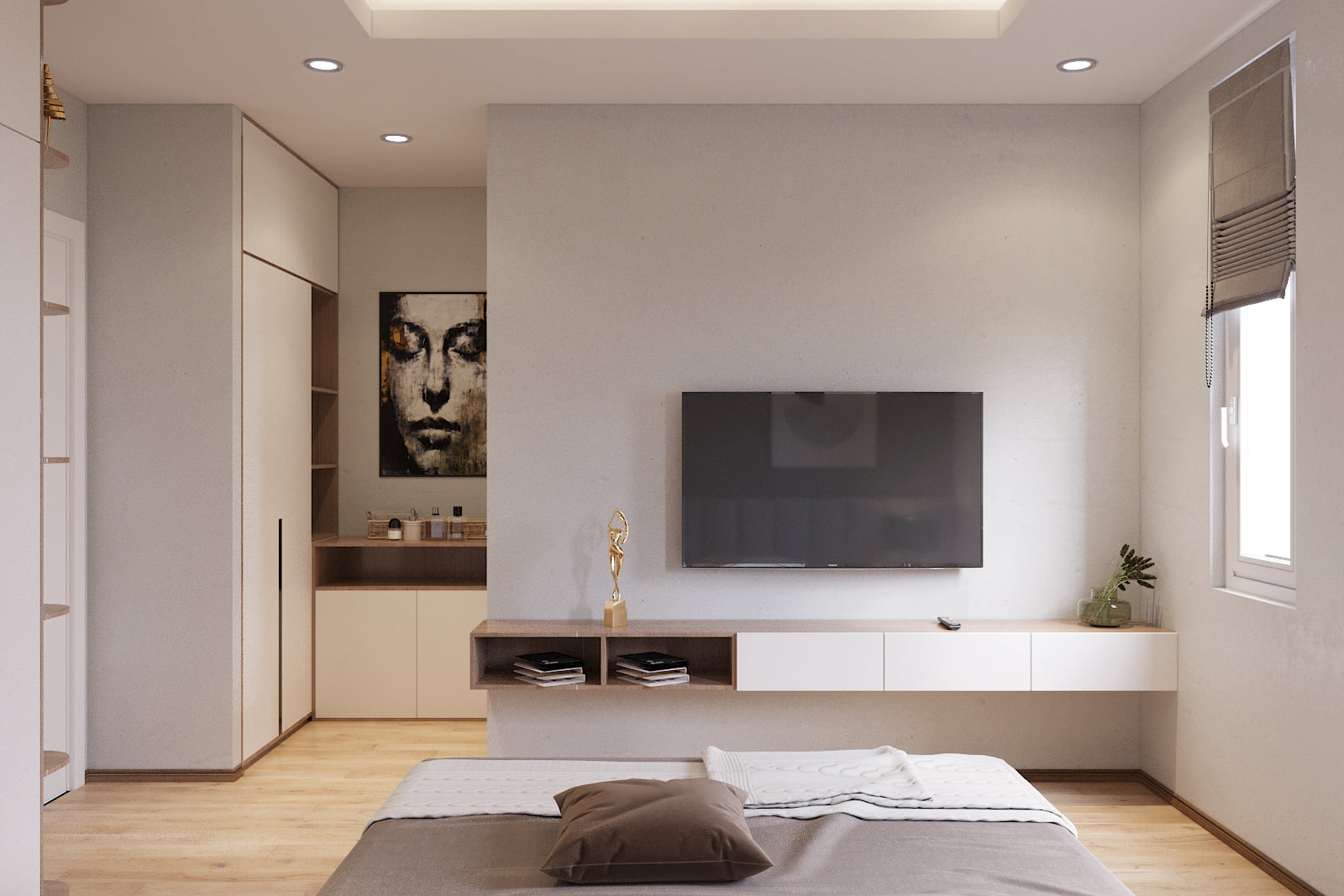 Mẫu phòng ngủ thiết kế không gian phòng chung cư 10m2 hiện đại và nổi bật