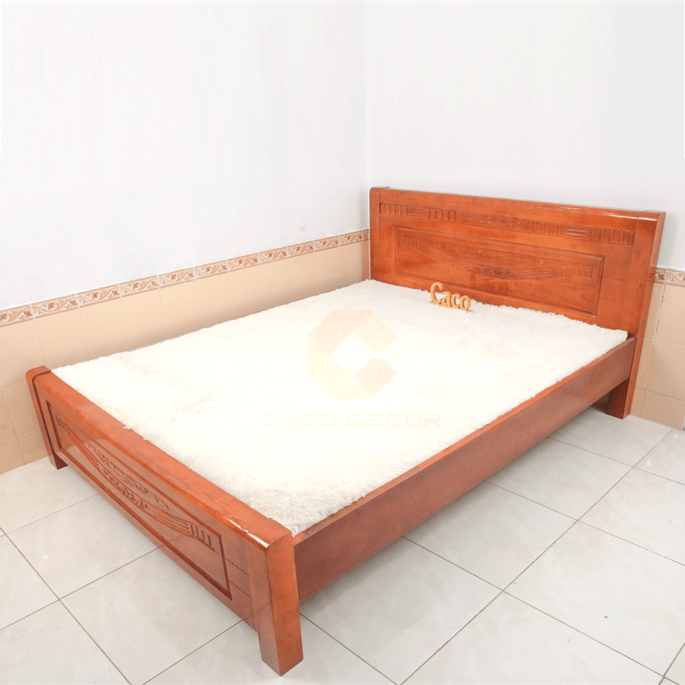 Giường Ngủ Gỗ Xoan Đào Chân Cao Chạm Hoa Văn Đẹp Giá Rẻ 2