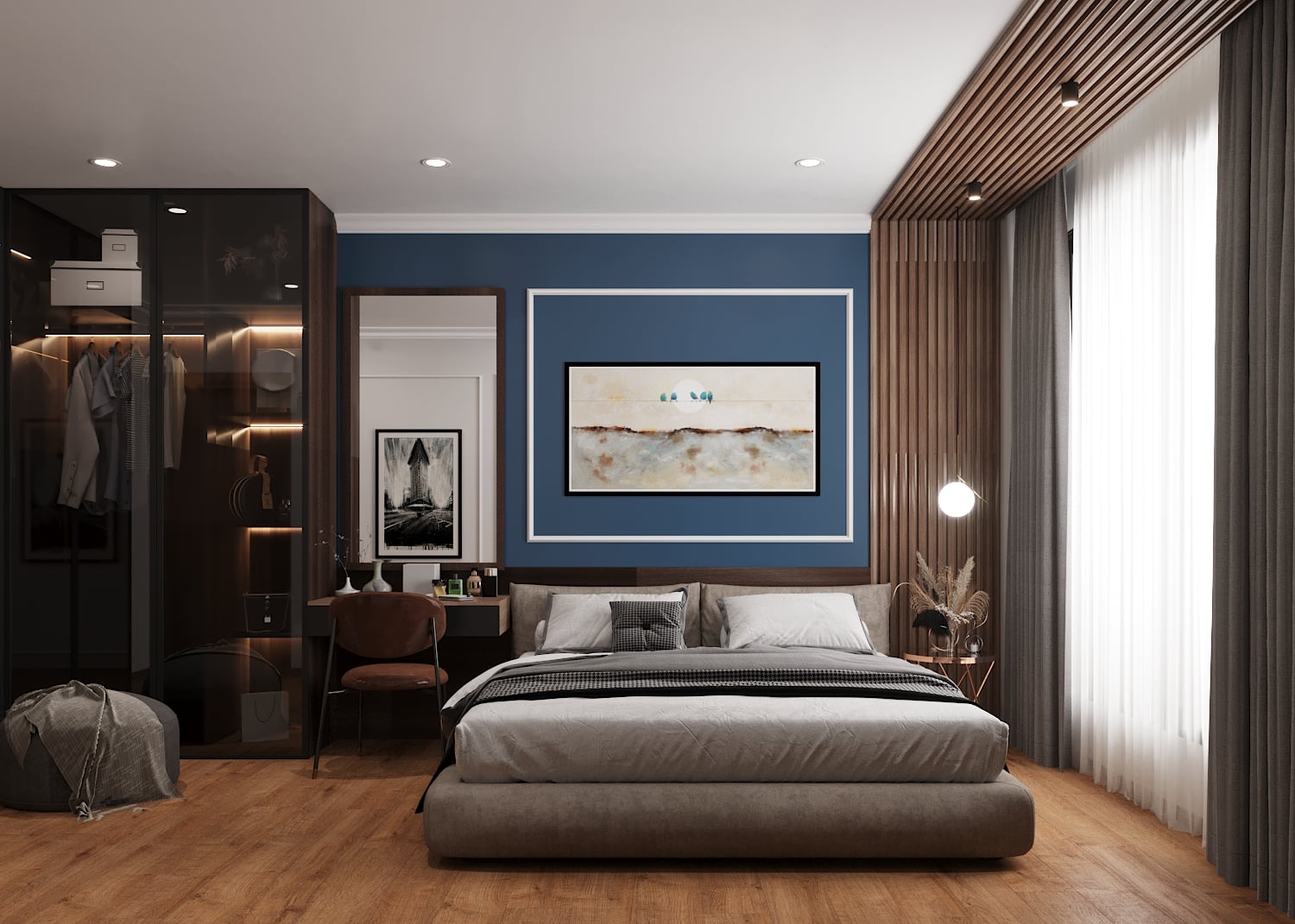 Phòng ngủ Master cho chung cư có diện tích 20 -25m2 với thiết kế sang trọng, đầy đủ tiện nghi