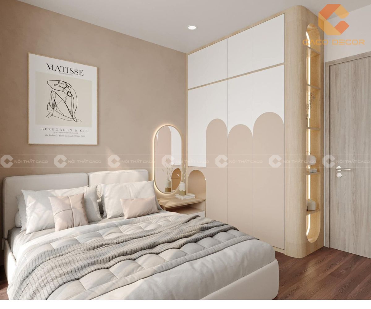 kế nội thất phòng ngủ màu hồng cho bé gái được thiết kế và thi công bởi Nội Thất CaCo
