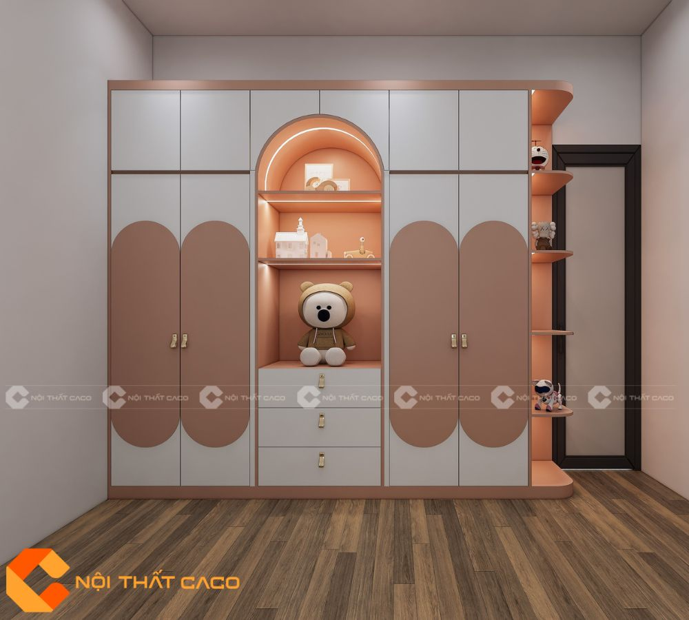 Tủ Áo Trẻ Em Màu Trắng Phối Hồng Dễ Thương - TATE011 3