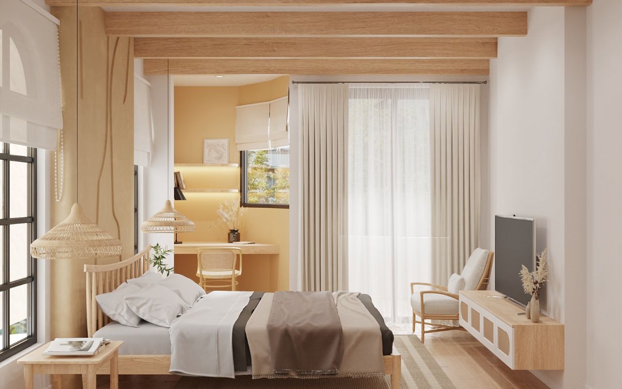 Ý tưởng thiết kế phòng ngủ có ban công an toàn - xanh mát và thư giãn 6