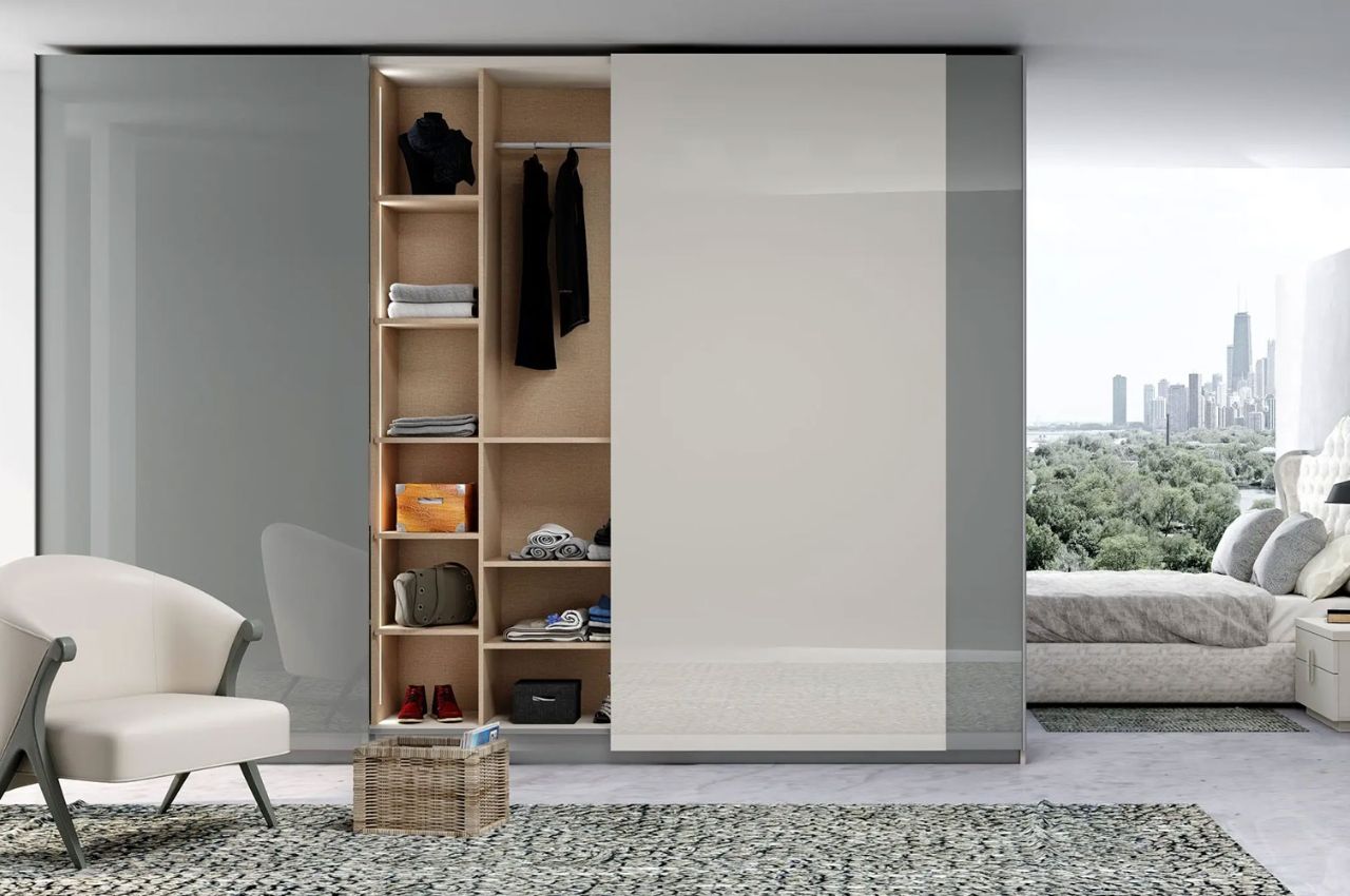 Tủ áo 5 cánh âm tường cửa lùa tối ưu diện tích