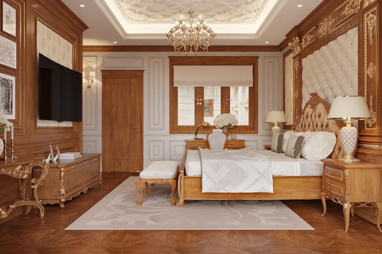 Thiết kế giường ngủ lớn từ gỗ tự nhiên - Queen Size cho phòng ngủ 2 người