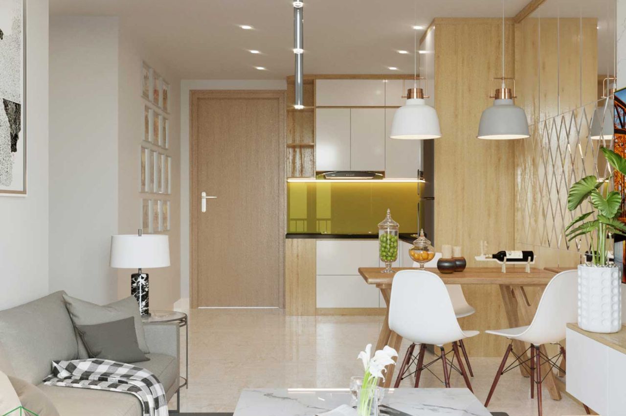 Thiết kế căn hộ chung cư 60m2 2 phòng ngủ tiện nghi cho gia đình Việt