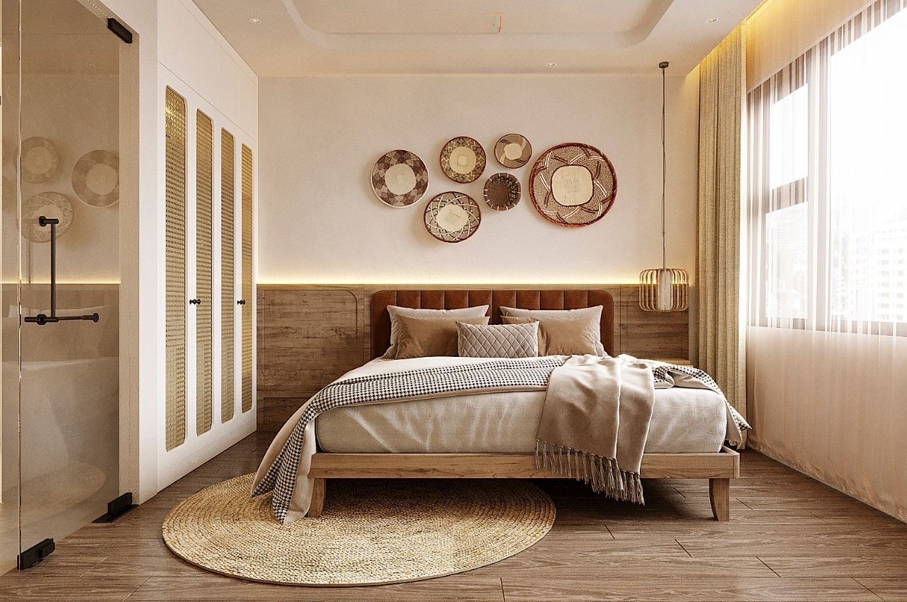 Mẫu thiết kế giường đôi cho phòng ngủ 2 người lớn hiện đại