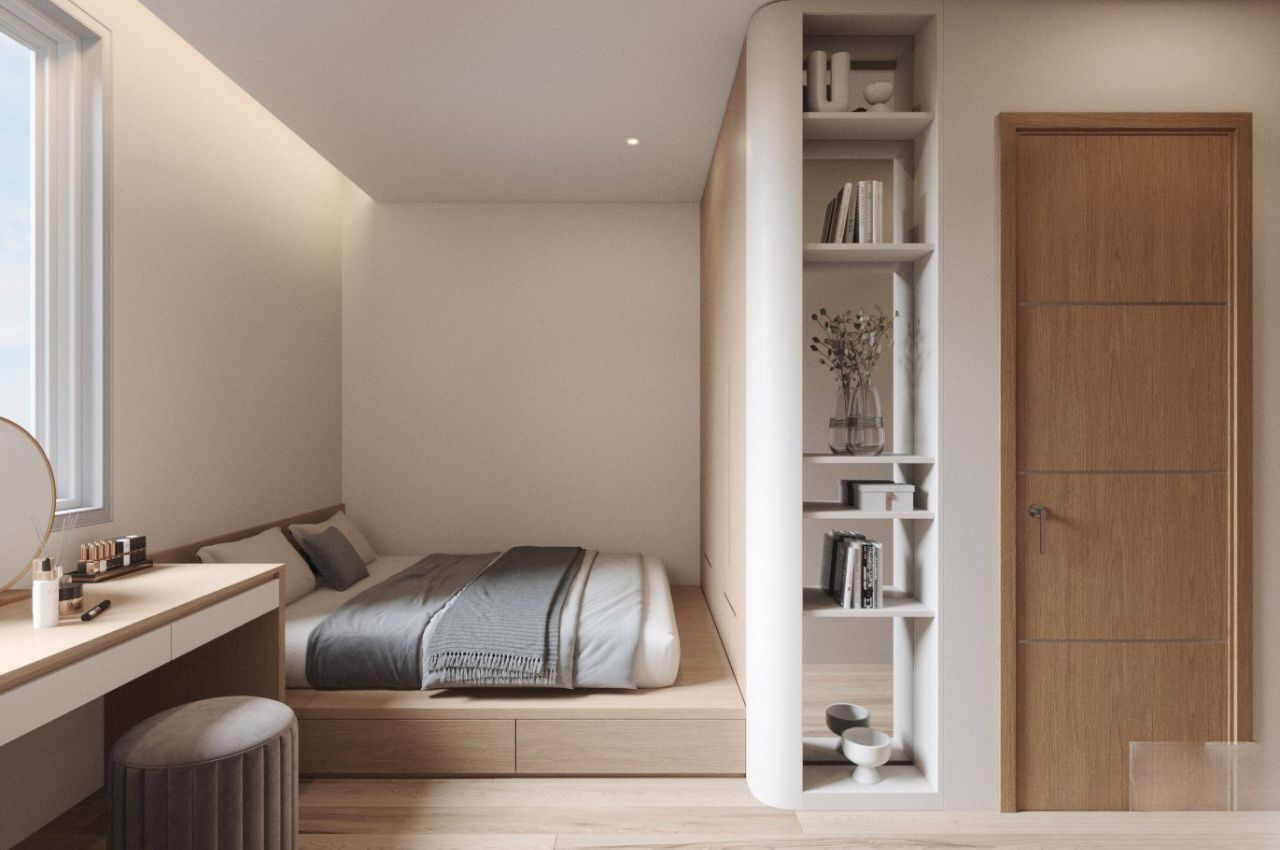 Thiết kế nội thất 2 phòng ngủ hiện đại, tối giản