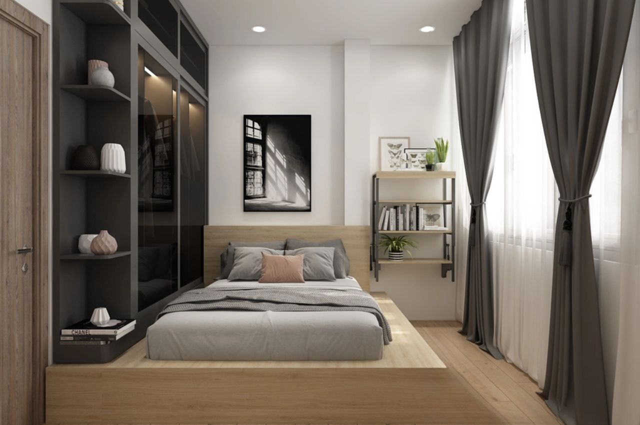 Căn hộ 2 phòng ngủ với nội thất giường kết hợp tủ quần áo thông minh