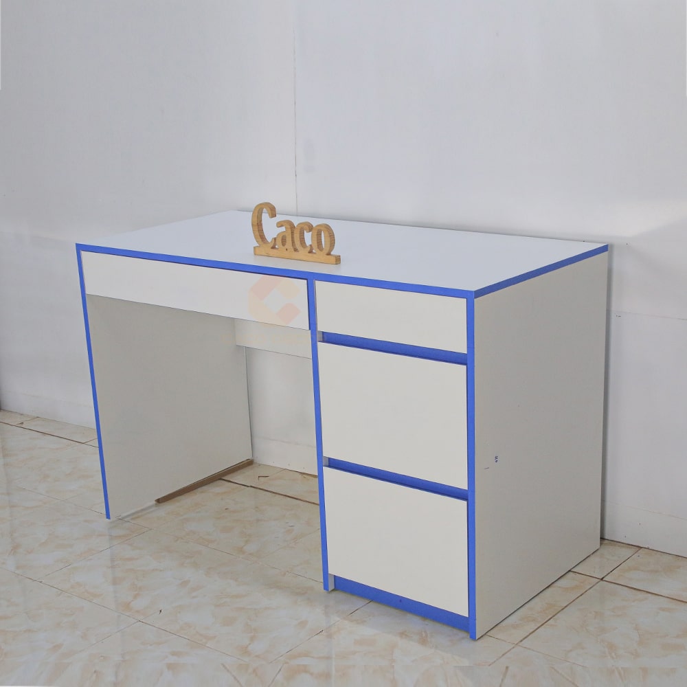 BÀN LÀM VIỆC MDF PHỦ MELAMINE MÀU TRẮNG PHỐI XANH CAO CẤP 3