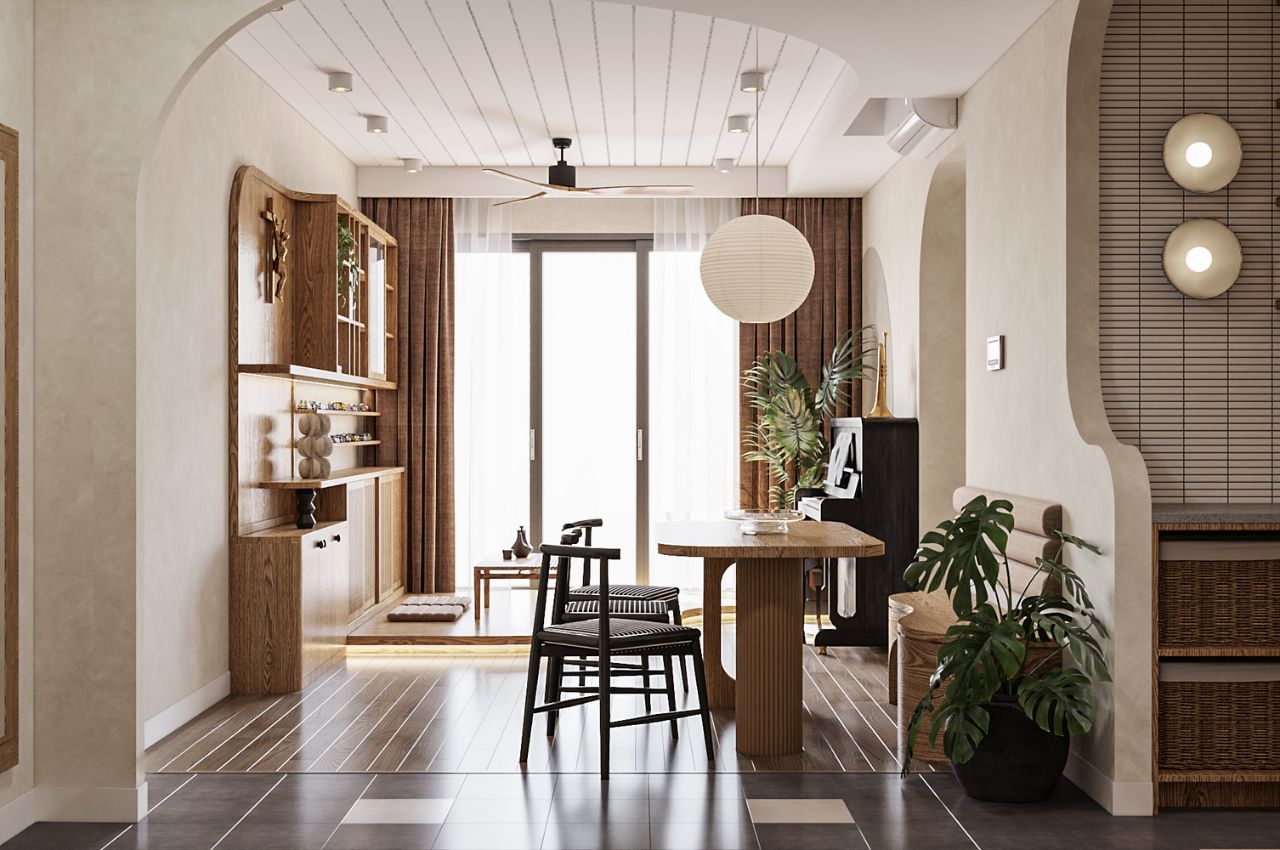 Thiết kế căn hộ chung cư 70m2 2 phòng ngủ