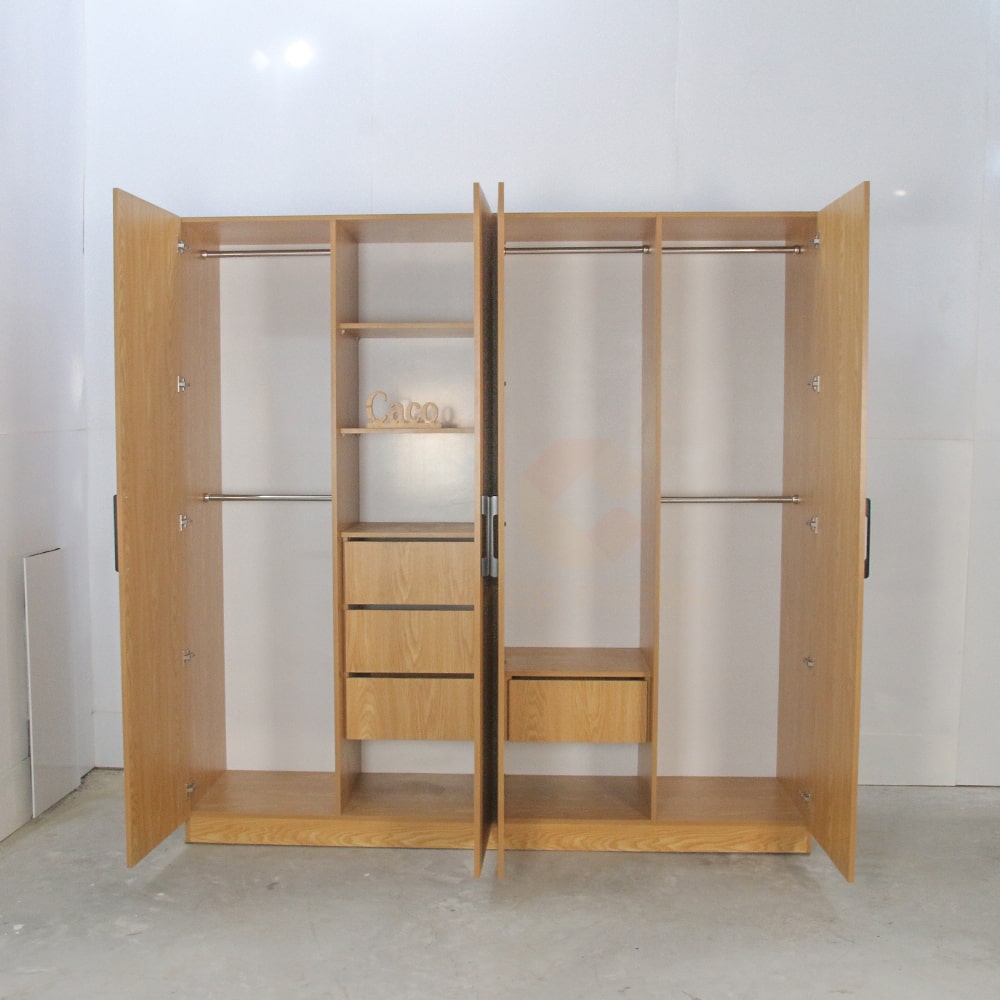 TỦ ÁO  CÁNH MỞ GỖ MDF MELAMINE MÀU VÀNG VÂN GỖ SỒI CAO CẤP 3