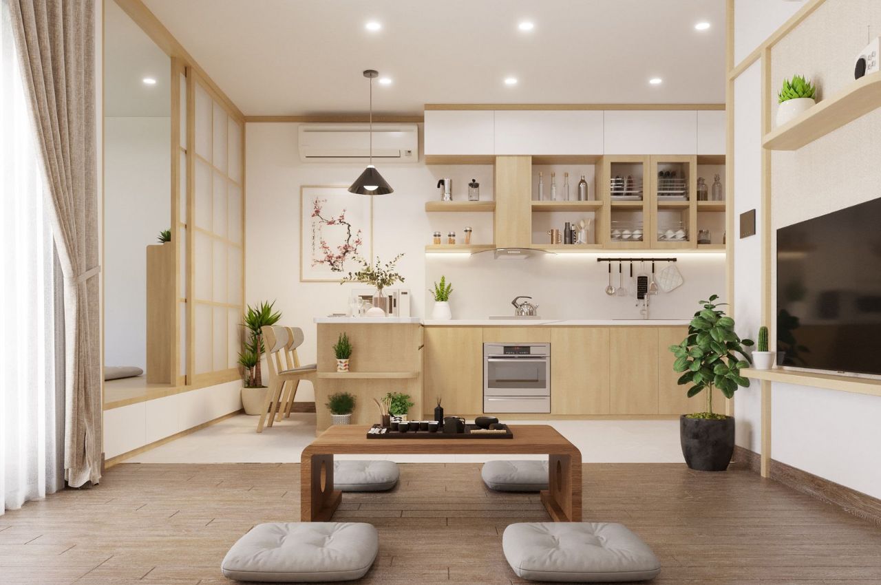 Thiết kế nội thất chung cư phong cách Hàn Quốc với nội thất tối giản