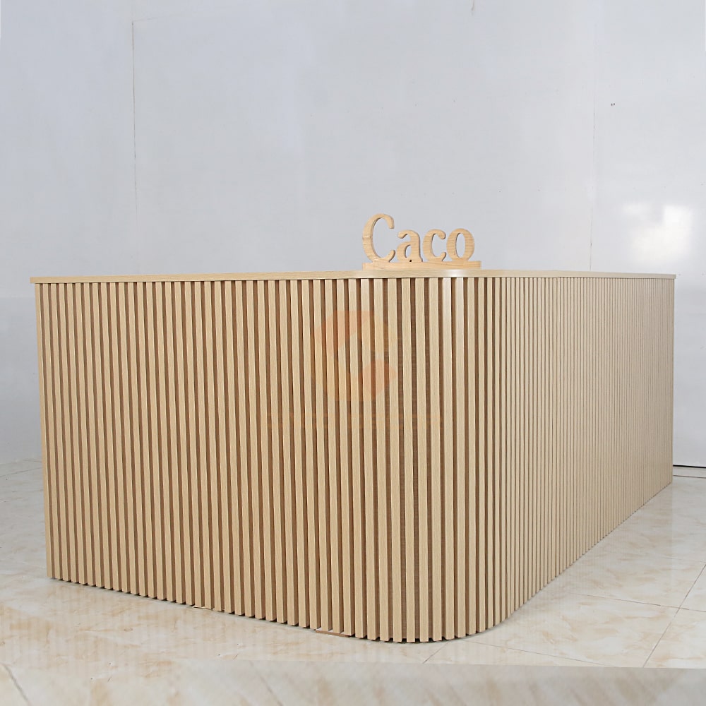 Quầy Lễ Tân Gỗ Công Nghiệp MDF Phủ Melamine Màu Vàng Cao Cấp 4