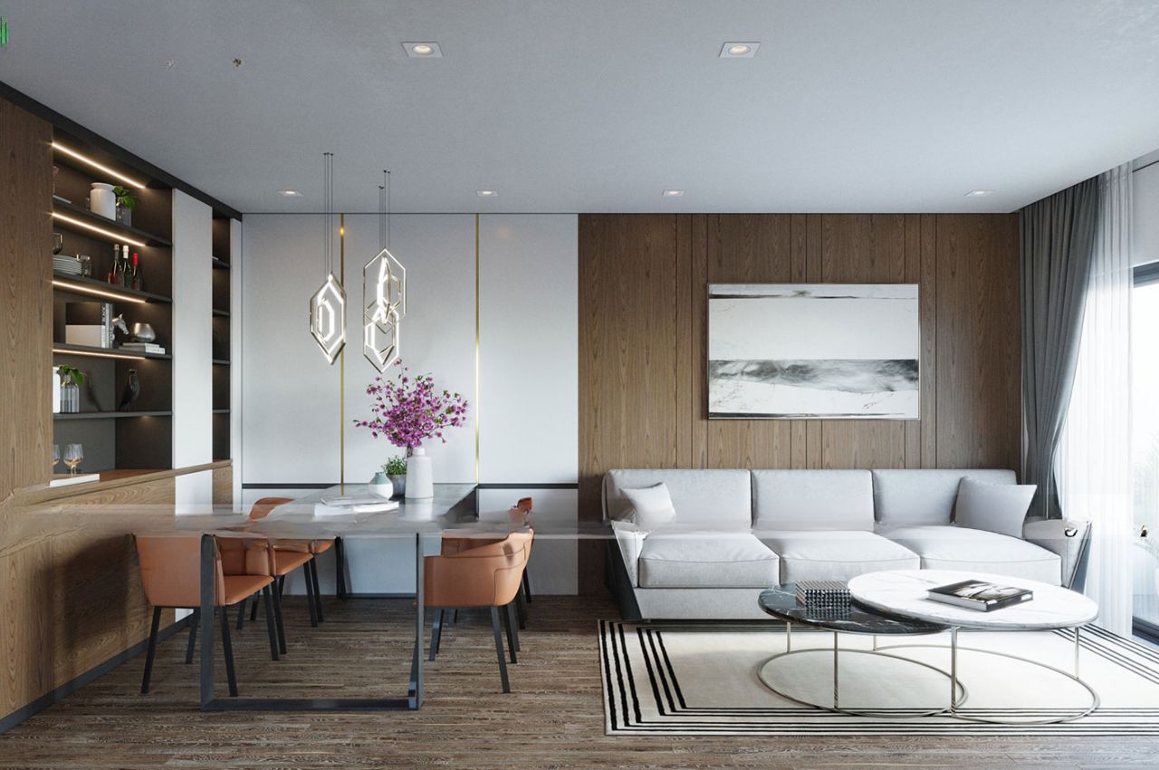 Mẫu thiết kế căn hộ 80m2 với 2 phòng ngủ thanh lịch, tinh tế