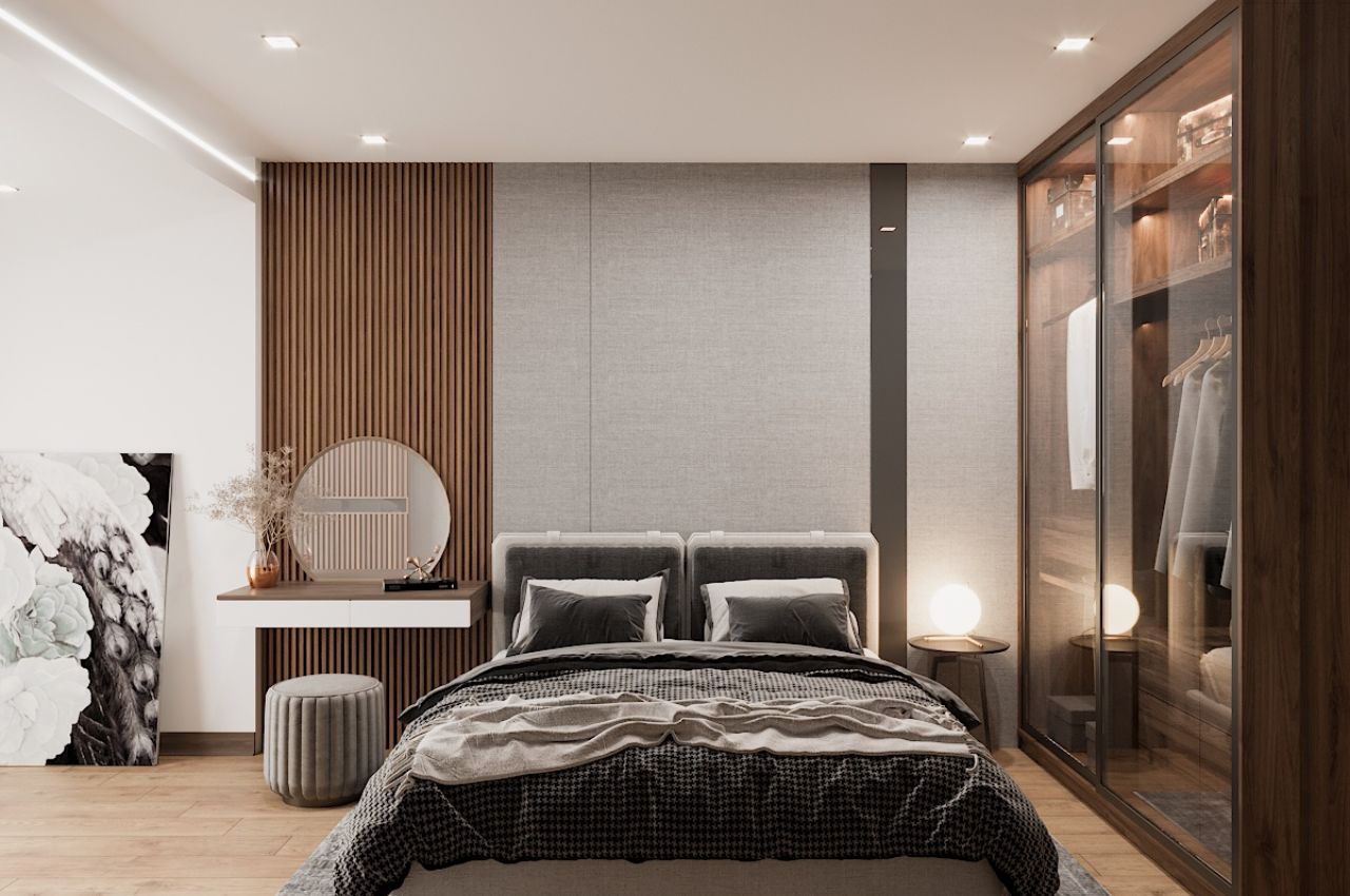 Thiết kế chung cư 65m2 2 phòng ngủ hiện đại