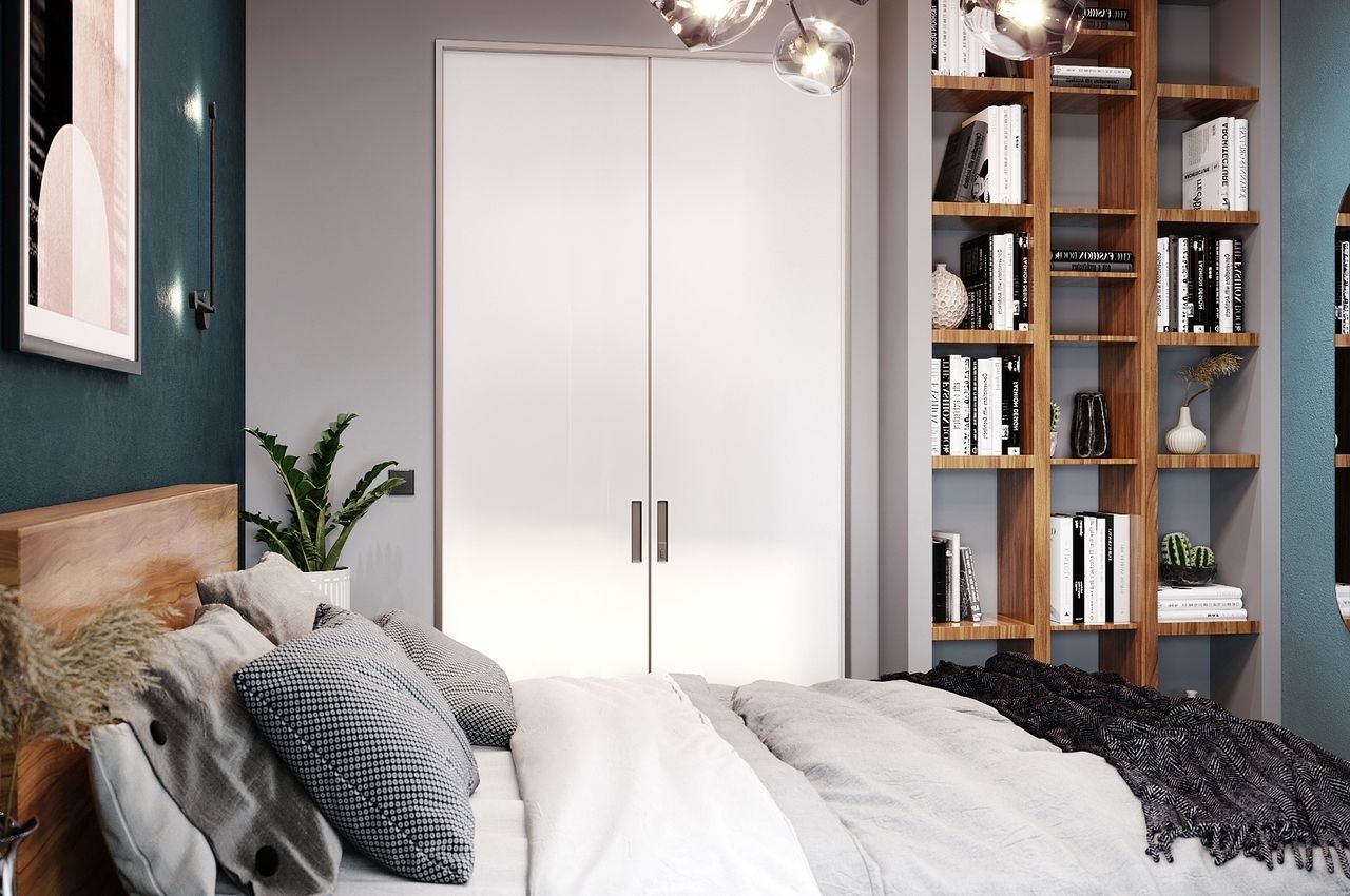 Tủ quần áo gỗ công nghiệp 2 cánh âm tường