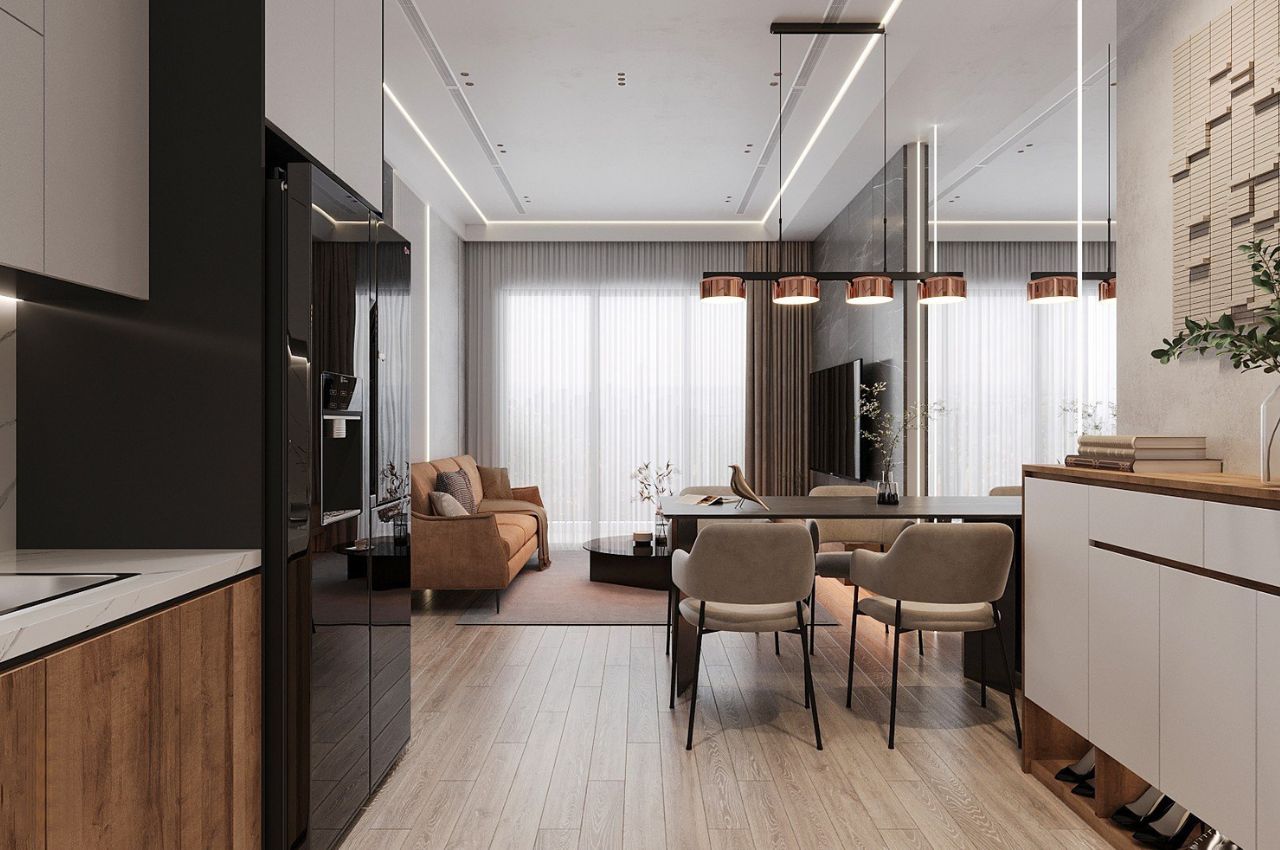 Thiết kế căn hộ 45m2 2 phòng ngủ có nội thất thông minh