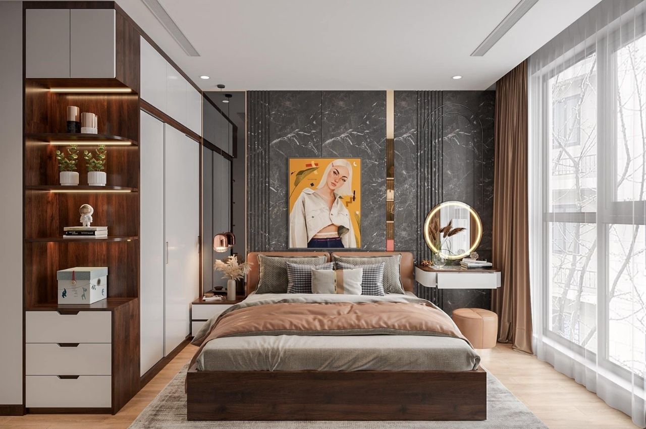 Thiết kế giường ngủ- Queen Size cho phòng ngủ 2 người phong cách sang trọng