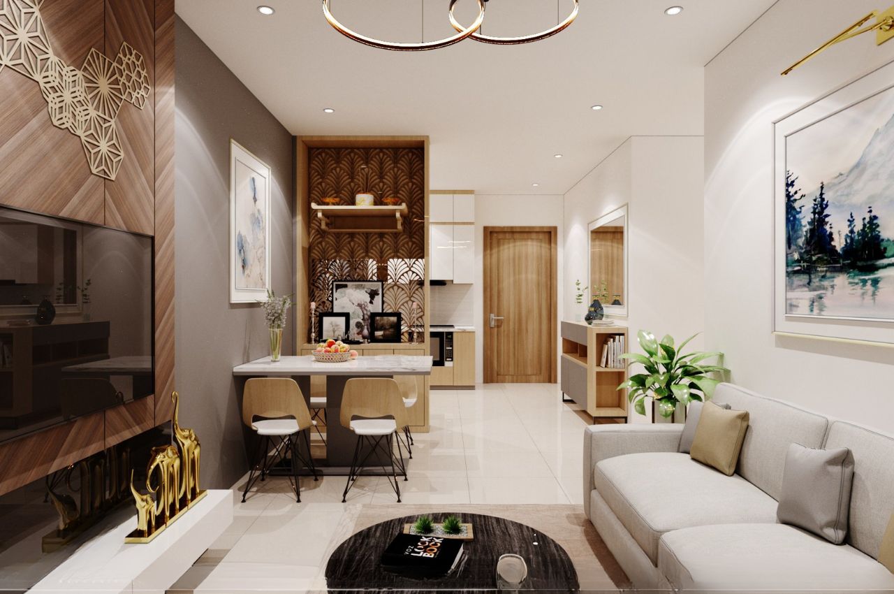 Thiết kế nội thất căn hộ 2 phòng ngủ phong cách tân cổ điển