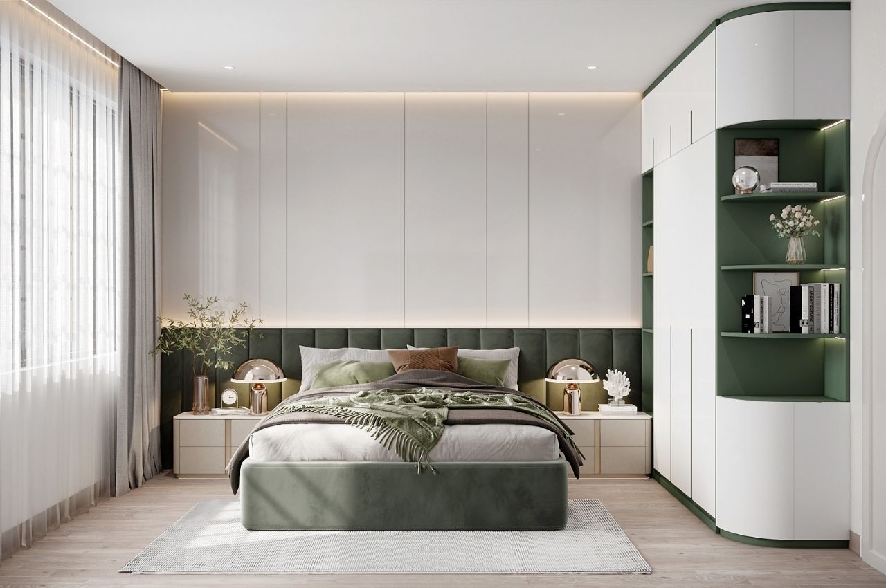 Mẫu thiết kế giường đôi cho phòng ngủ 2 người lớn