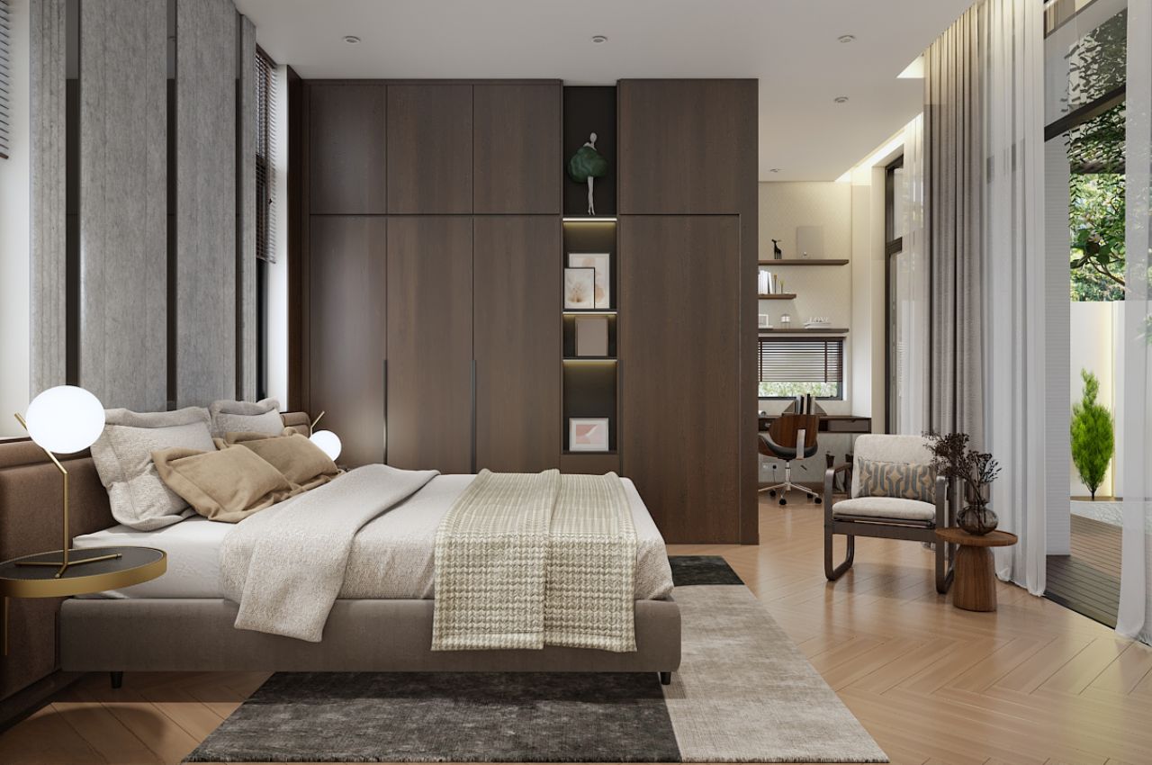 Thiết kế nội thất 2 phòng ngủ phong cách Tân cổ điển sang trọng